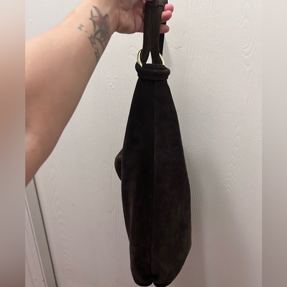 Marlon Made In Italy Dark Brown Suede Hobo Bag- Genuine Leather - Picture 16 of 16